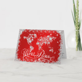 Rood-WORLD PEACE Diamonds PERSONALISEERD Feestdagen Kaart