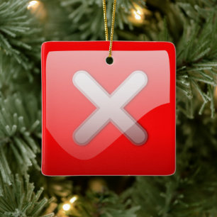 Rood X Mark symbool Kerstmis Keramisch Ornament