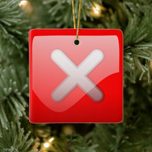 Rood X Mark symbool Kerstmis Keramisch Ornament (Boom)