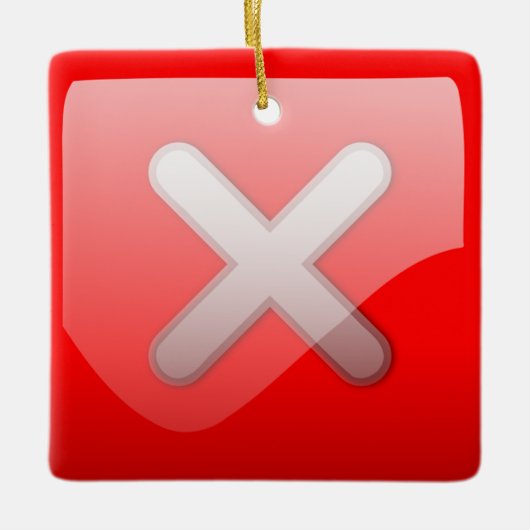 Rood X Mark symbool Kerstmis Keramisch Ornament (Voorkant)