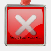 Rood X Mark symbool Kerstmis Metalen Ornament (Voorkant)