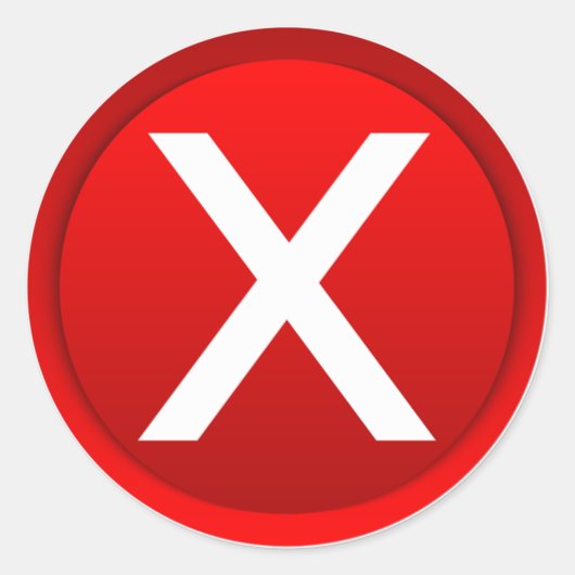 Rood X - Nee / onjuist symbool Ronde Sticker (Voorkant)