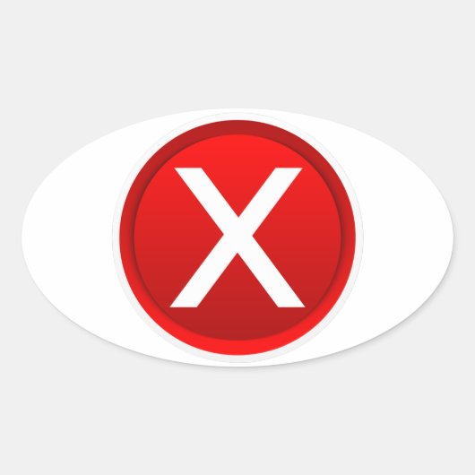 Rood X - Nee - Symbool Ovale Sticker (Voorkant)