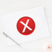 Rood X - Nee - Symbool Ovale Sticker (Envelop)