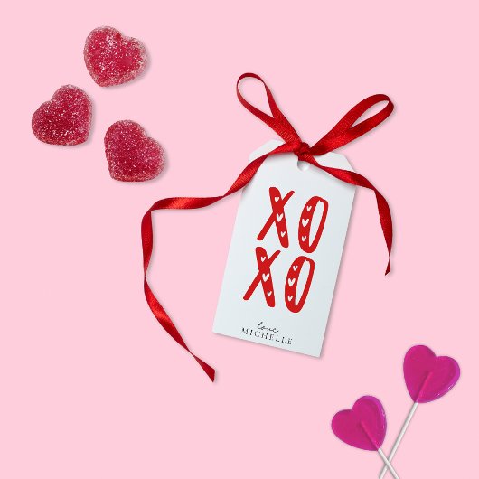 Rood XOXO, Valentijnsdag Cadeaulabel