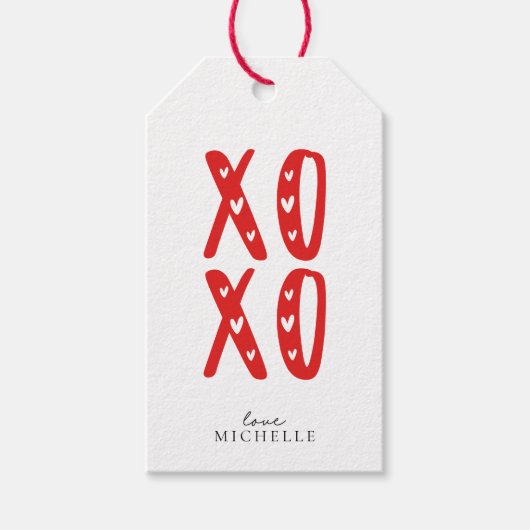 Rood XOXO, Valentijnsdag Cadeaulabel (Voorkant)