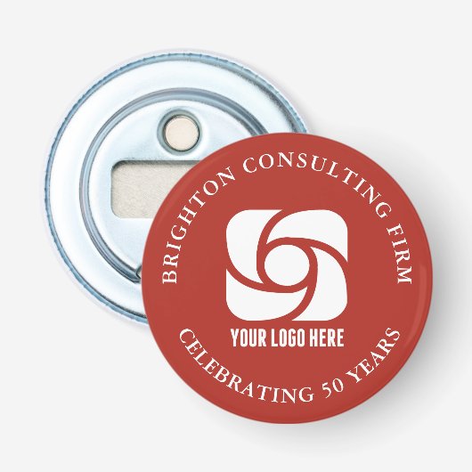 Rood Zakelijk Logo Aangepaste Zakelijke Feest Button Flesopener (Voorkant)