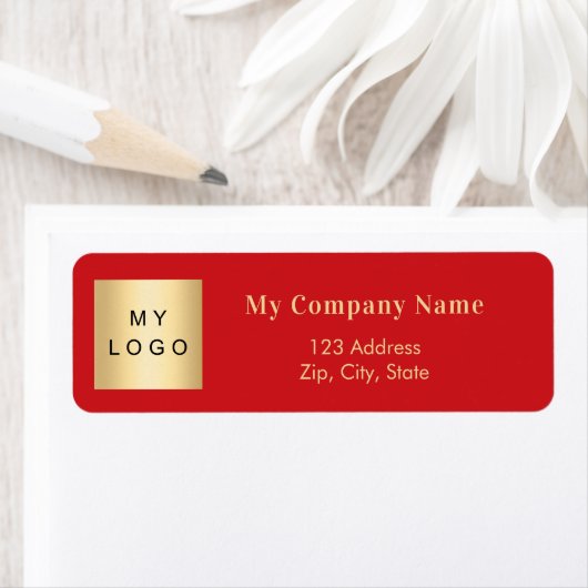 Rood zakelijk logo retouradres etiket (Insitu)