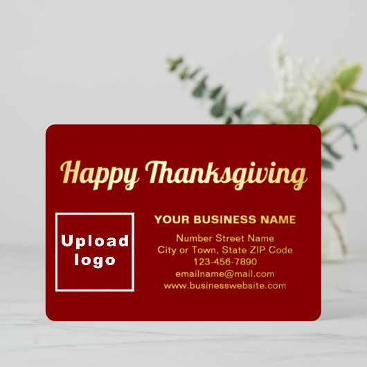 Rood Zakelijk Merk op Thanksgiving Rechthoek Folie Feestdagenkaart (Staand Voorkant)