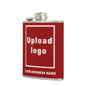 Rood Zakelijk Merk op Vinyl Verpakte Kolf Heupfles (Links)