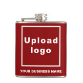 Rood Zakelijk Merk op Vinyl Verpakte Kolf Heupfles (Voorkant)