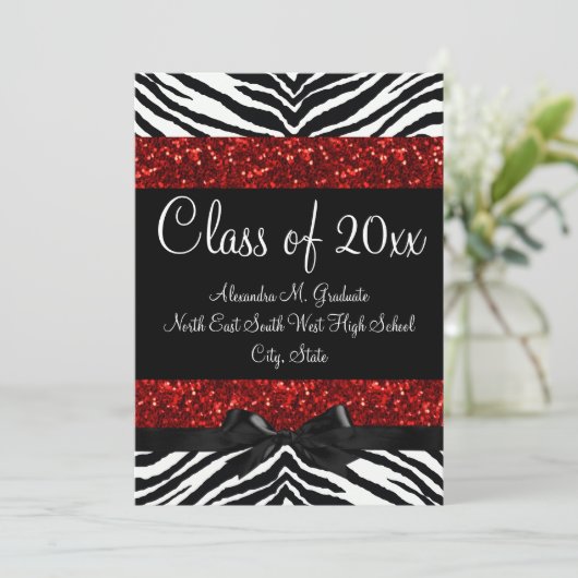 Rood Zebra Afstuderen Kaart (Staand voorkant)