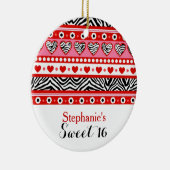 Rood zebra hart Sweet 16 Party Ornament (Rechts)