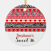 Rood zebra hart Sweet 16 Party Ornament (Voorkant)