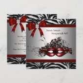 Rood Zebra Maskerade Feest Kaart (Voorkant / Achterkant)