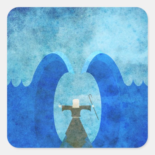 rood zee afscheiding door Mozes - Christelijke kun Vierkante Sticker (Voorkant)