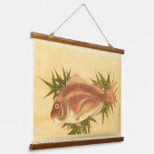 Rood Zee Bream (Tai) op bamboe lederen tapijt Hangend Wandkleed (Gebogen)