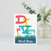 Rood Zee duiken - kleurrijke scuba Briefkaart (Staand voorkant)