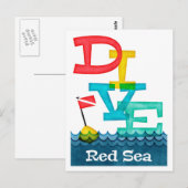 Rood Zee duiken - kleurrijke scuba Briefkaart (Voorkant / Achterkant)
