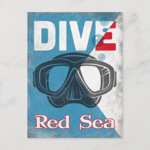 Rood Zee duikmasker Briefkaart