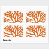 rood zee koraal silhouet rechthoekige sticker (Vel)