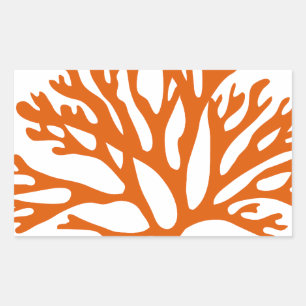 rood zee koraal silhouet rechthoekige sticker