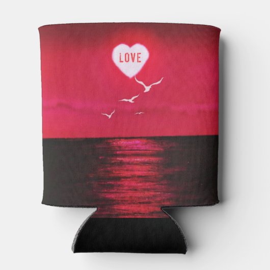 Rood Zee Sunset Liefde Koelbox Blikjeskoeler (Achterkant)