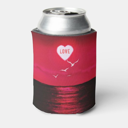 Rood Zee Sunset Liefde Koelbox Blikjeskoeler (Blikje Achterkant)