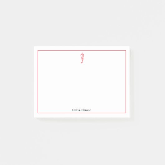 Rood zeepaard illustratie zee minimale levensduur post-it® notes (Voorkant)