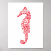 Rood zeepaard illustratie zee minimale levensduur poster (Voorkant)