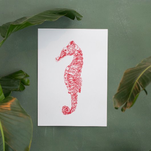 Rood zeepaard illustratie zee minimale levensduur poster