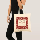 Rood-zeer-Merry met Botanische naam Kerstmis Tote Bag (Voorkant (product))
