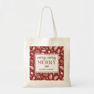Rood-zeer-Merry met Botanische naam Kerstmis Tote Bag
