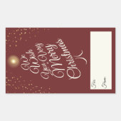 Rood zeer vrolijk kerstboom cadeau voor van rechthoekige sticker (Voorkant)