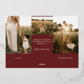 Rood Zeer Vrolijk Kerstmis Vier Foto Horizontaal Folie Feestdagenkaart (Achterkant)