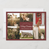 Rood Zeer Vrolijk Kerstmis Zes Fotocollage Feestdagenkaart (Voorkant)