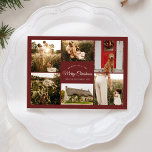 Rood Zeer Vrolijk Kerstmis Zes Fotocollage Feestdagenkaart<br><div class="desc">Deze Red Very Merry Christmas Six Photo Collage Holiday Kaart design heeft een verfijnde donkerrode achtergrond met een mix van eenvoudige ivoorkleurige belettering en klassieke kalligrafie in combinatie met een minimalistische boho-stijl die een perfecte balans tussen strakke moderne subtiliteit en elegantie biedt. Dit charmante ontwerp is een mooie manier om...</div>