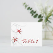 Rood Zeesterren en Zilver Koraal Tafelnummer (Staand voorkant)
