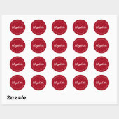 Rood Zelfgemaakt met Liefde Dank u Gepersonaliseer Ronde Sticker (Vel)
