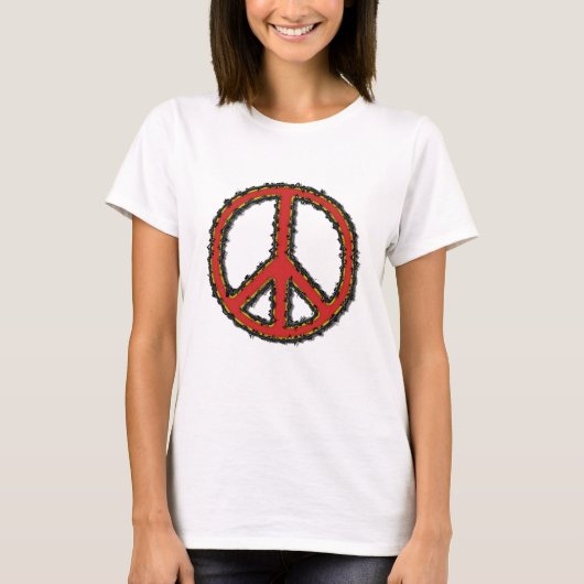 Rood Zig Zag Vredesbord T-shirt (Voorkant)