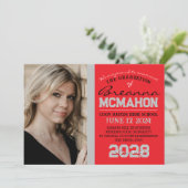 Rood & Zilver Afstuderen foto aankondiging (Staand voorkant)