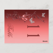 Rood Zilver Bloemen met Vlinders Tafelnummer (Achterkant)