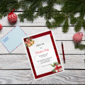 Rood Zilver Elegant Modern Kerstfeest Kaart