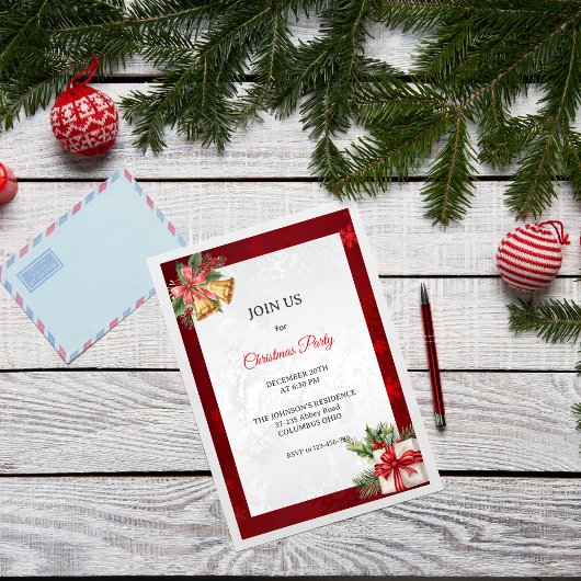 Rood Zilver Elegant Modern Kerstfeest Kaart