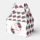 Rood Zilver Elegante Bloemen Verjaardag Bedankdoosjes (Achterkant)