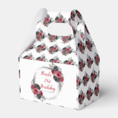 Rood Zilver Elegante Bloemen Verjaardag Bedankdoosjes (Voorkant Zijde)