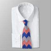 Rood Zilver en Blauwe Golf Gestreepte Patroon Stro Stropdas (Gebonden)