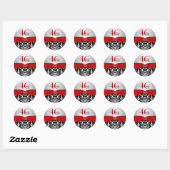 Rood, Zilver en Zwart Damask Sweet 16 Sticker (Vel)