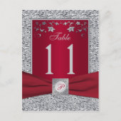 Rood, Zilver FAUX Folie Tafelnummer Kaart (Voorkant)