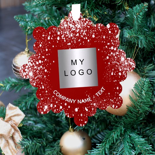 Rood zilver glitter elegant zakelijk bedrijf logo ornament kaart